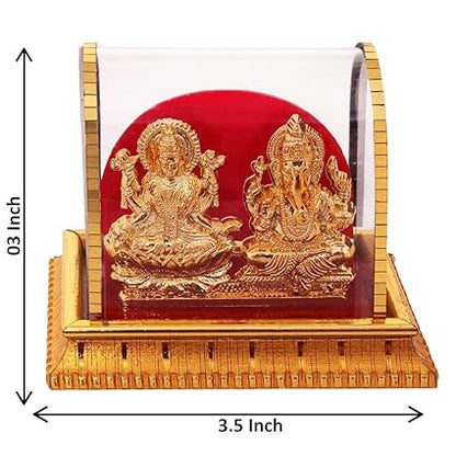 Golden Lord Ganesh & Maa Lakshmi Acrylic Idol