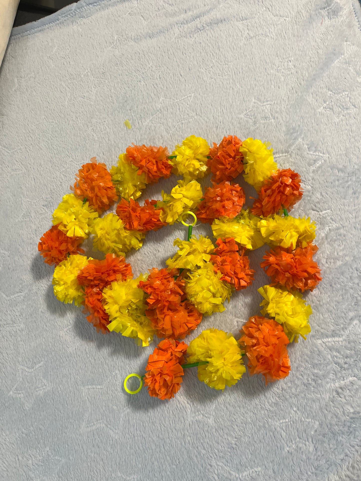 Orange Yellow Mix Marigold Plastic Flower Garland (2pc)