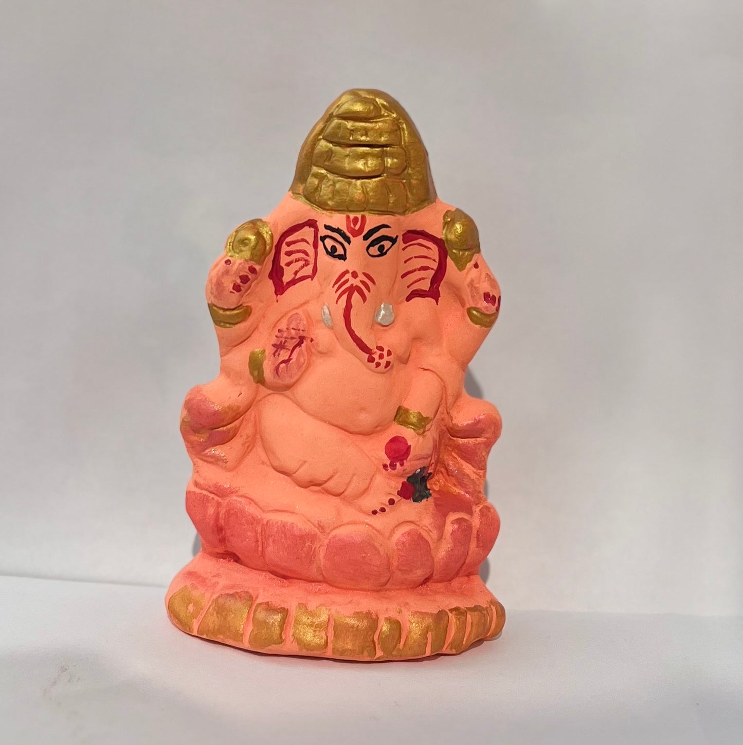 Eco-Friendly Mitti Ganesha Idol Orange (11 cm)