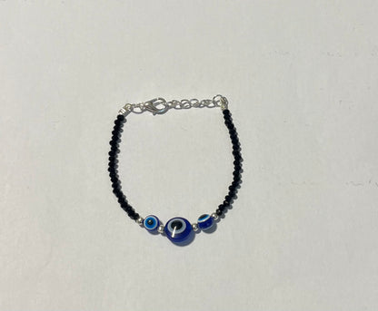 Black Beaded Nazariya Evil Eye Bracelet (Chain Adjustable) (1pc)