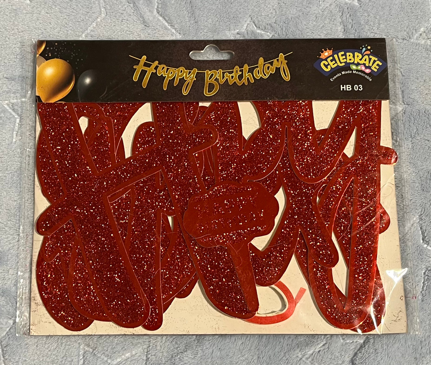 Happy Birthday Banner Cursive Shaped (Red)