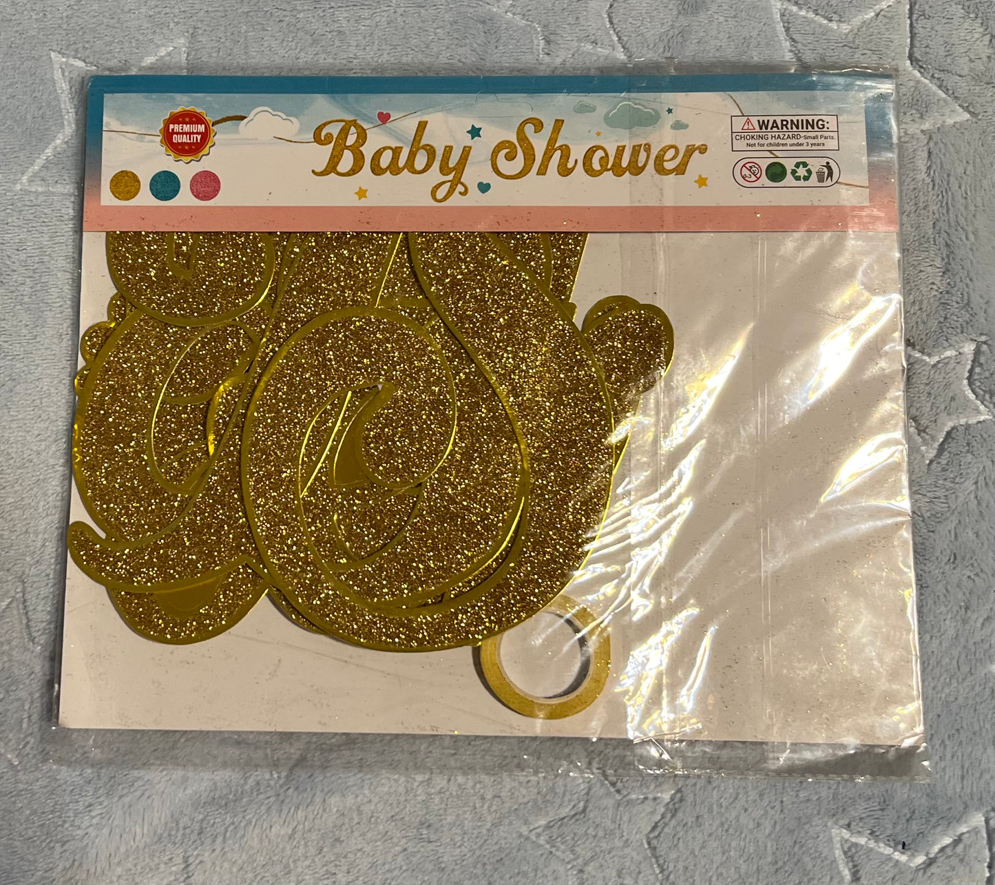 Baby Shower Banner Glittering (Golden)