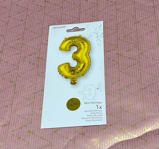 Happy Birthday Number 3 Golden Balloon Size (45 cm)