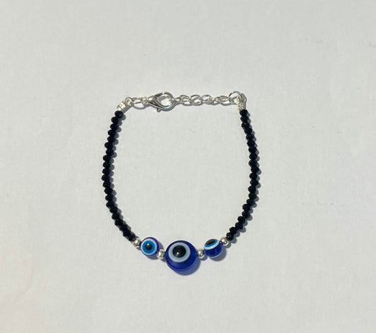 Black Beaded Nazariya Evil Eye Bracelet (Chain Adjustable) (1pc)