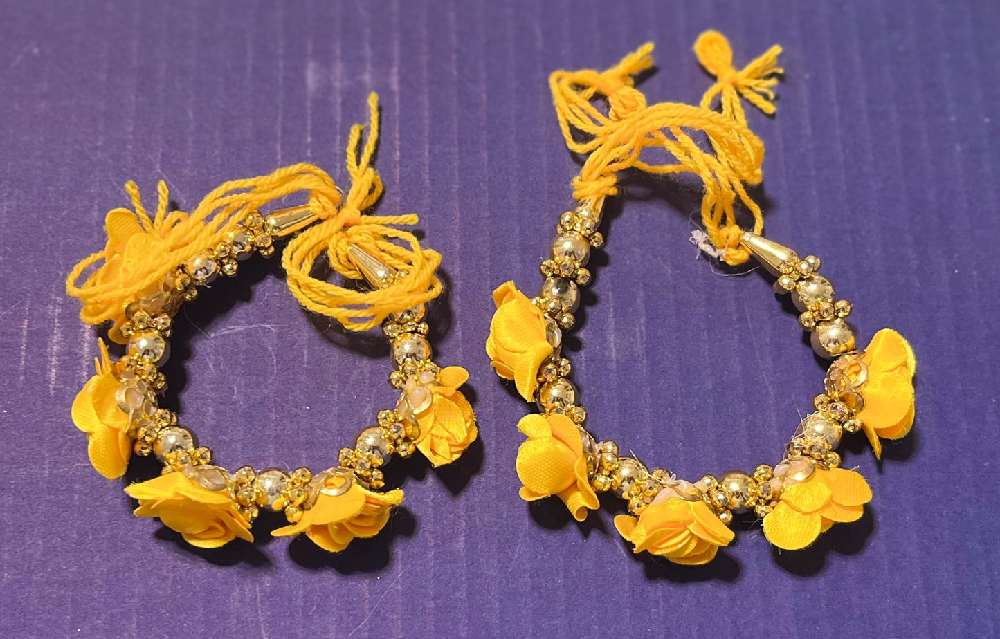 Yellow Bracelets Bangle Kada Rose Design (1 Pair)