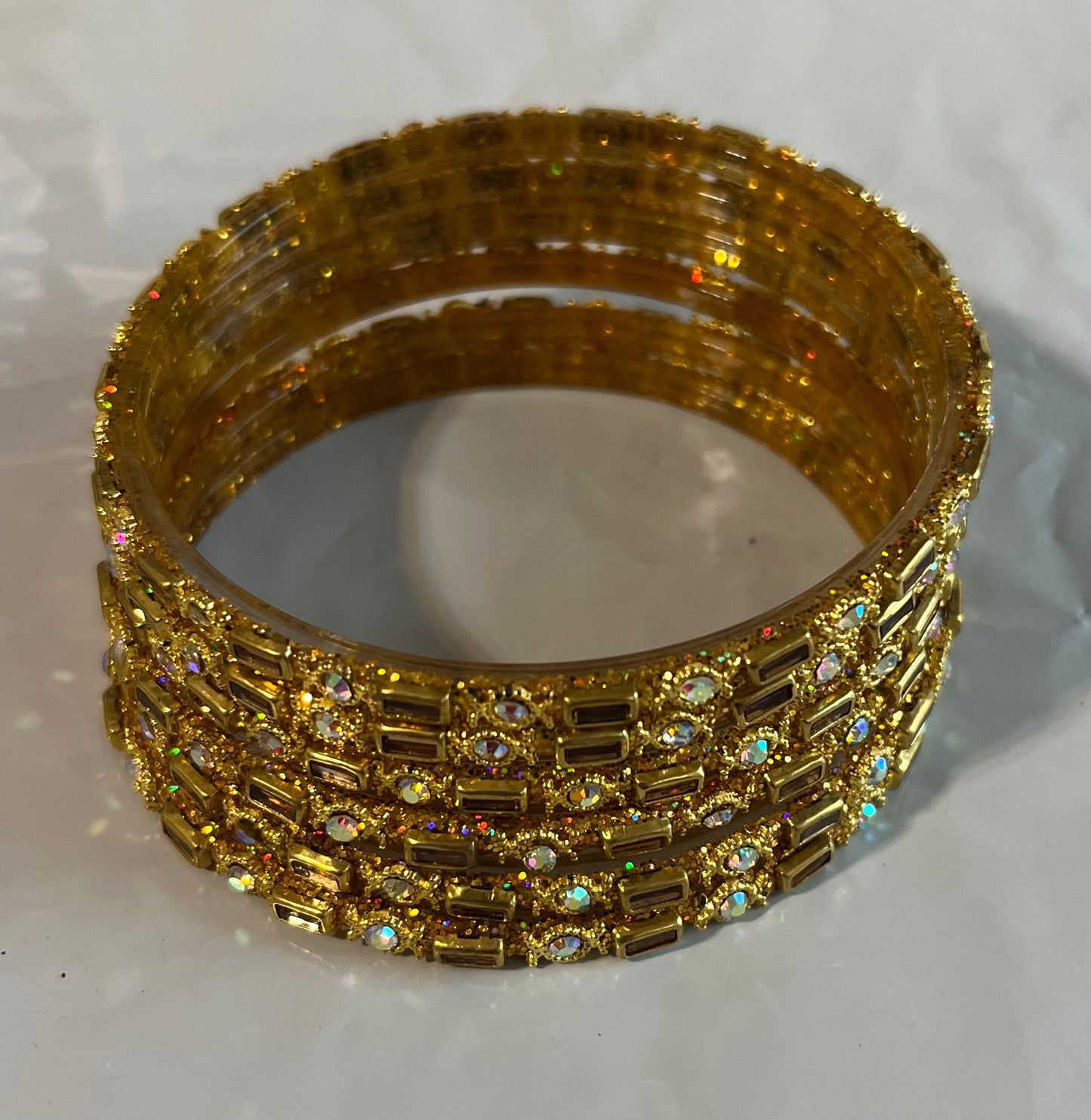 Golden Stone  Bangles Glass