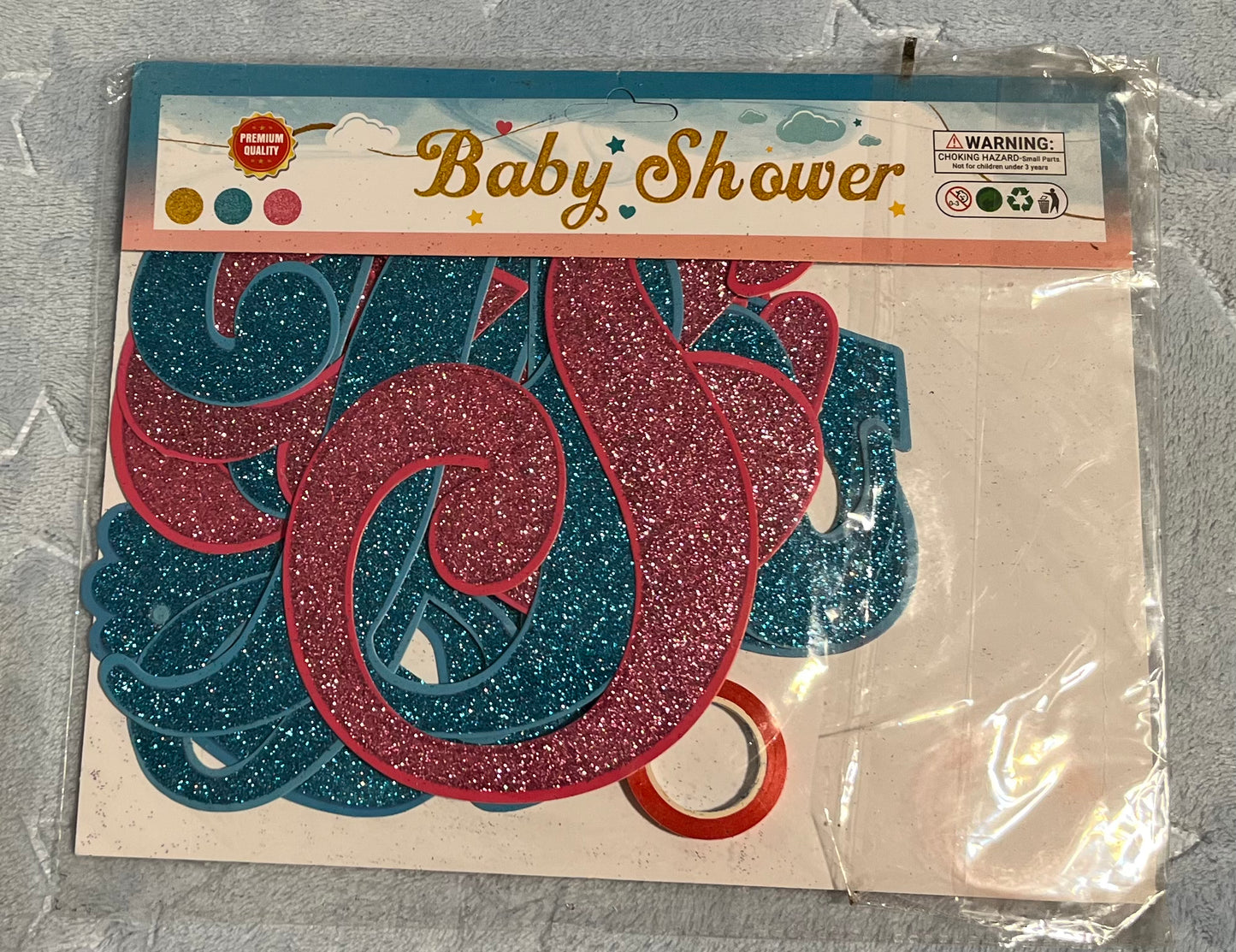 Baby Shower Banner Glittering (Pink & Blue)