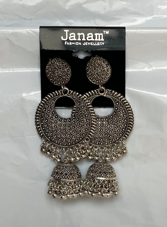 Silver Jhumka Earrings Alloy Jhumki Earring