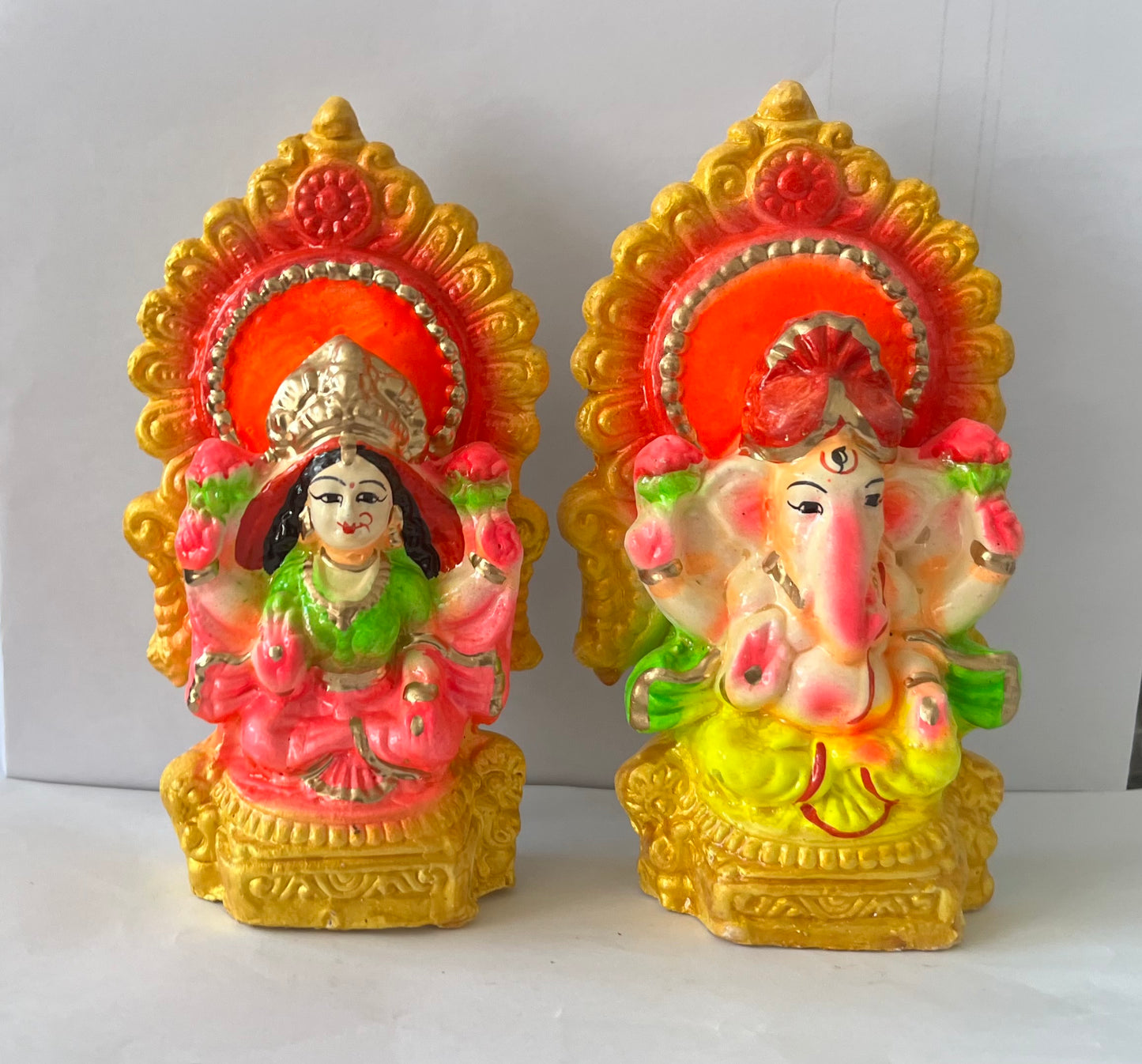 Lord Laxmi Ganesh Pair Murti Multicolour (14cm)