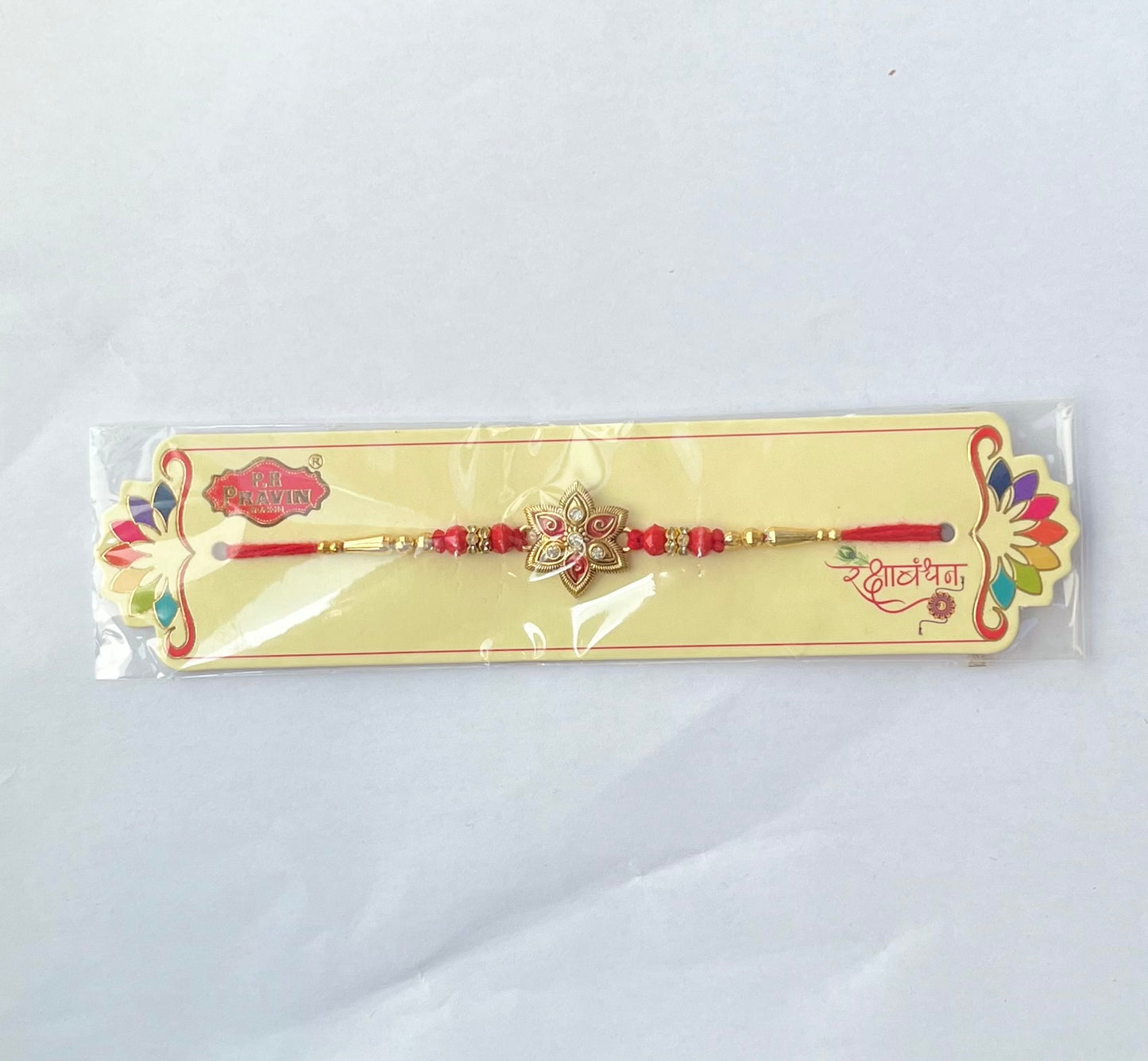 Red Flower Stone Rakhi (1pc)