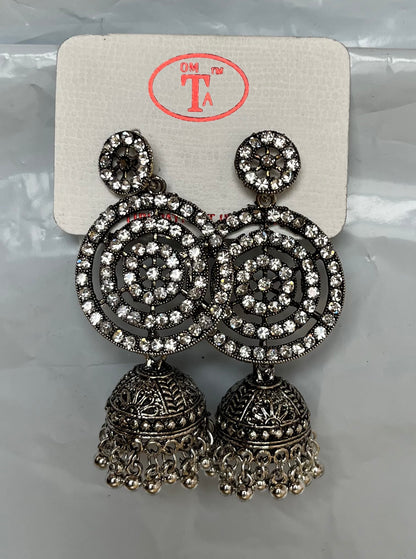 Bollywood Fashion German Silver Oxidised Jhumka Earrings Jewelry Jhumki Earring