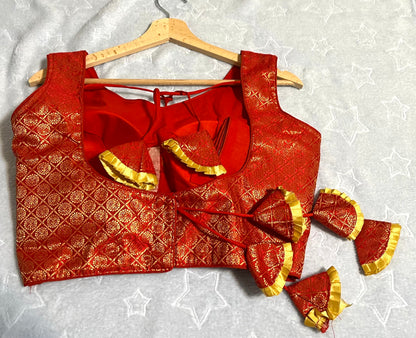 Women Silk Sleeveless Blouse Red (Size 38) with Padded