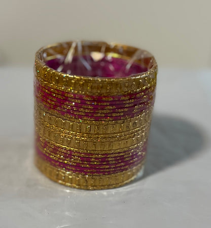 Magenta Golden Metal Bangle