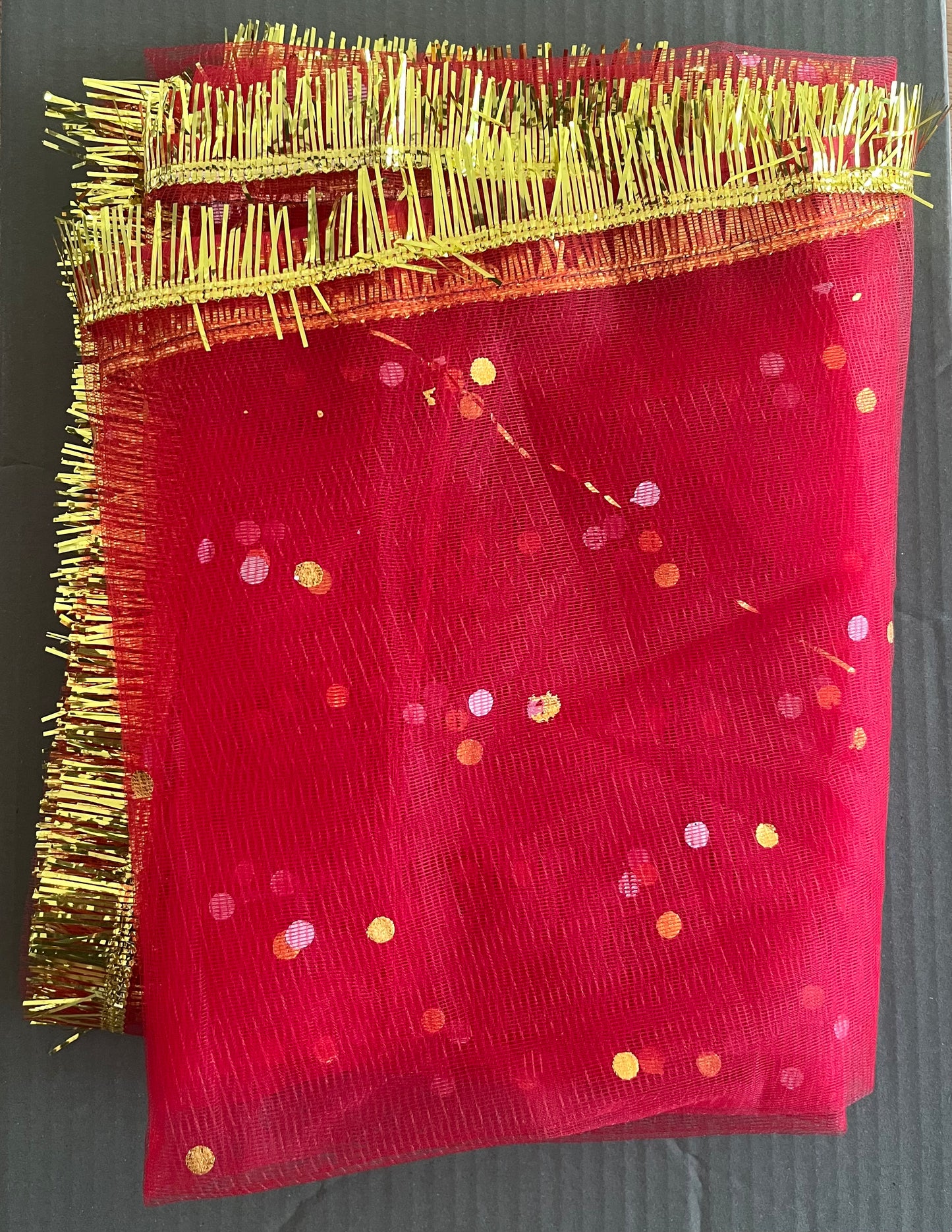 Red Golden Net Zari Chunri (180x120cm)