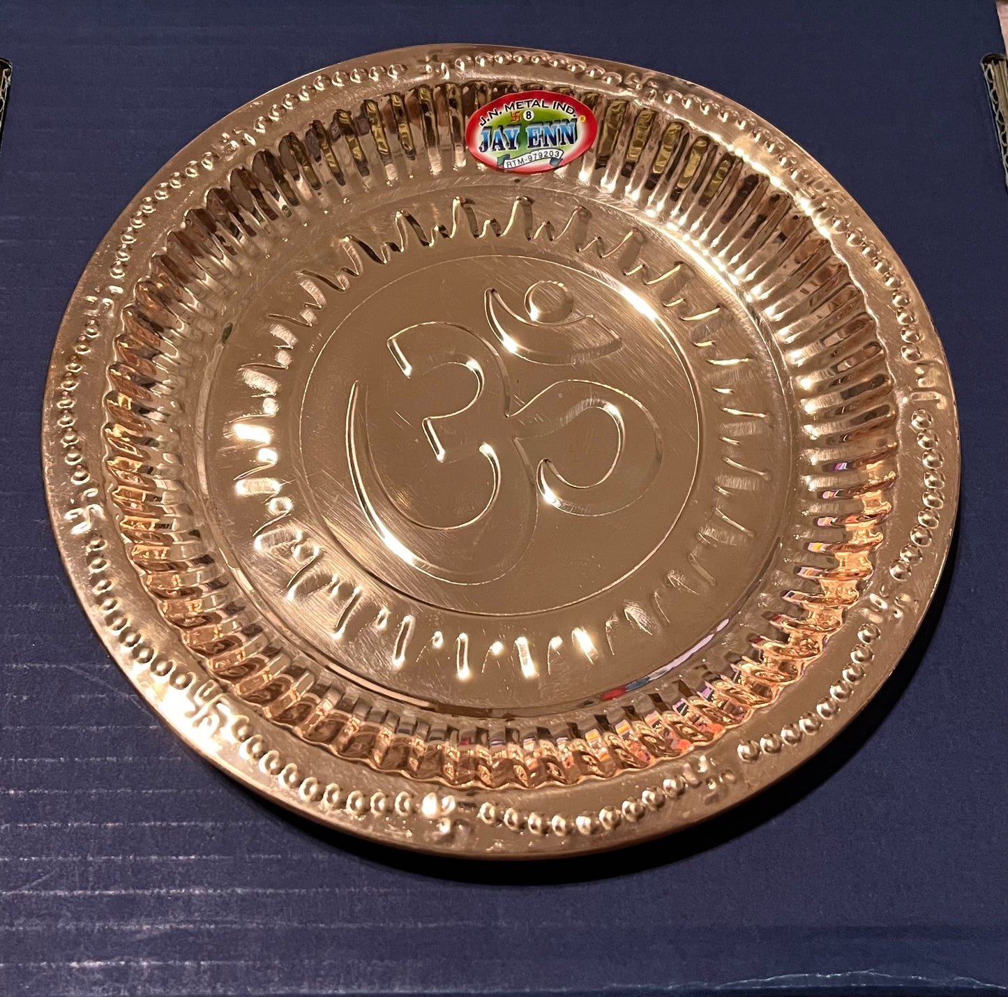 Aarti Thali Copper OM Plate (7.5 Inches)