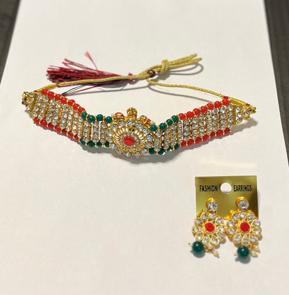 Golden Red Green Kundan Jewel Set