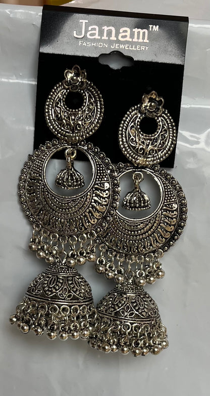 Graceful Floral Bali Earring Silver Jhumki Earring