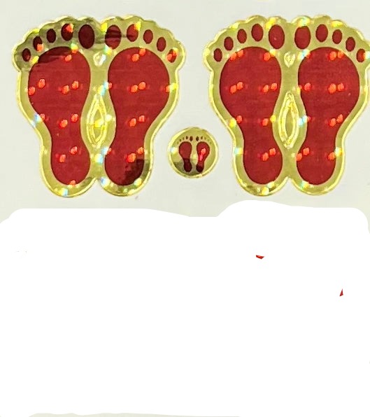 Red Laxmi Charan Paduka Feet Stickers