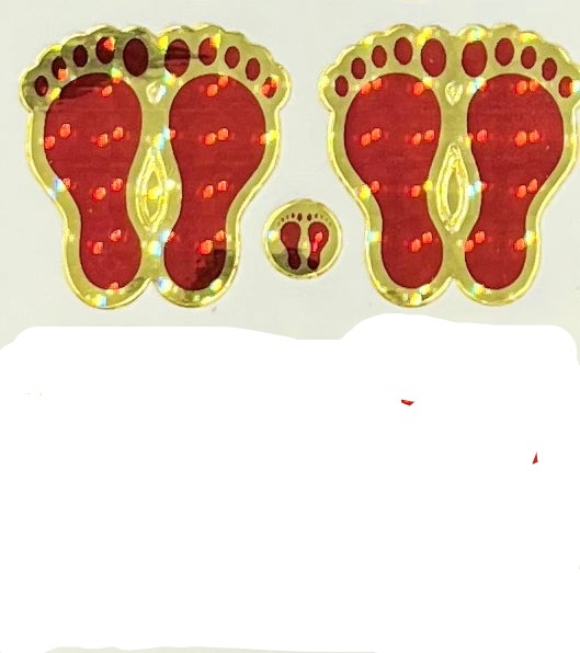 Red Laxmi Charan Paduka Feet Stickers