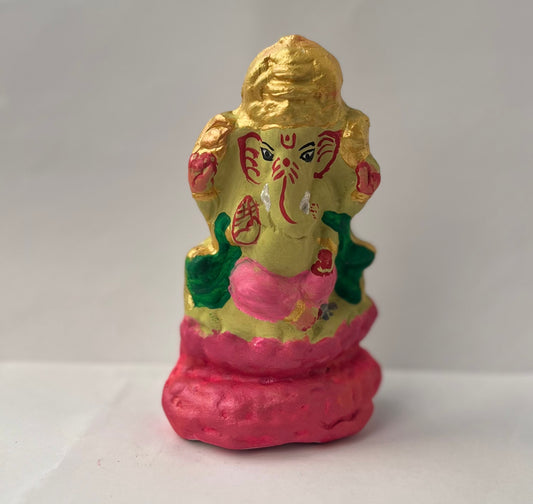 Eco-Friendly Mitti Ganesha Idol Lotus (11 cm)