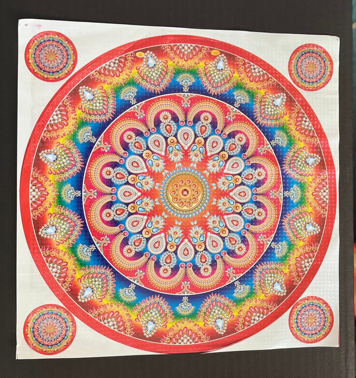 Rangoli Sticker Multicolor With 4 Small Self Adhesive (9x9Inch)