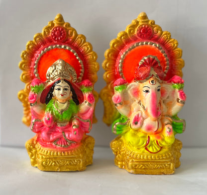 Lord Laxmi Ganesh Pair Murti Multicolour (14cm)