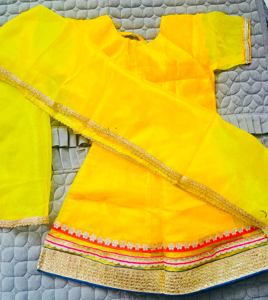 Lehanga Choli Traditonal Yellow Red Size 16(0-6 months)