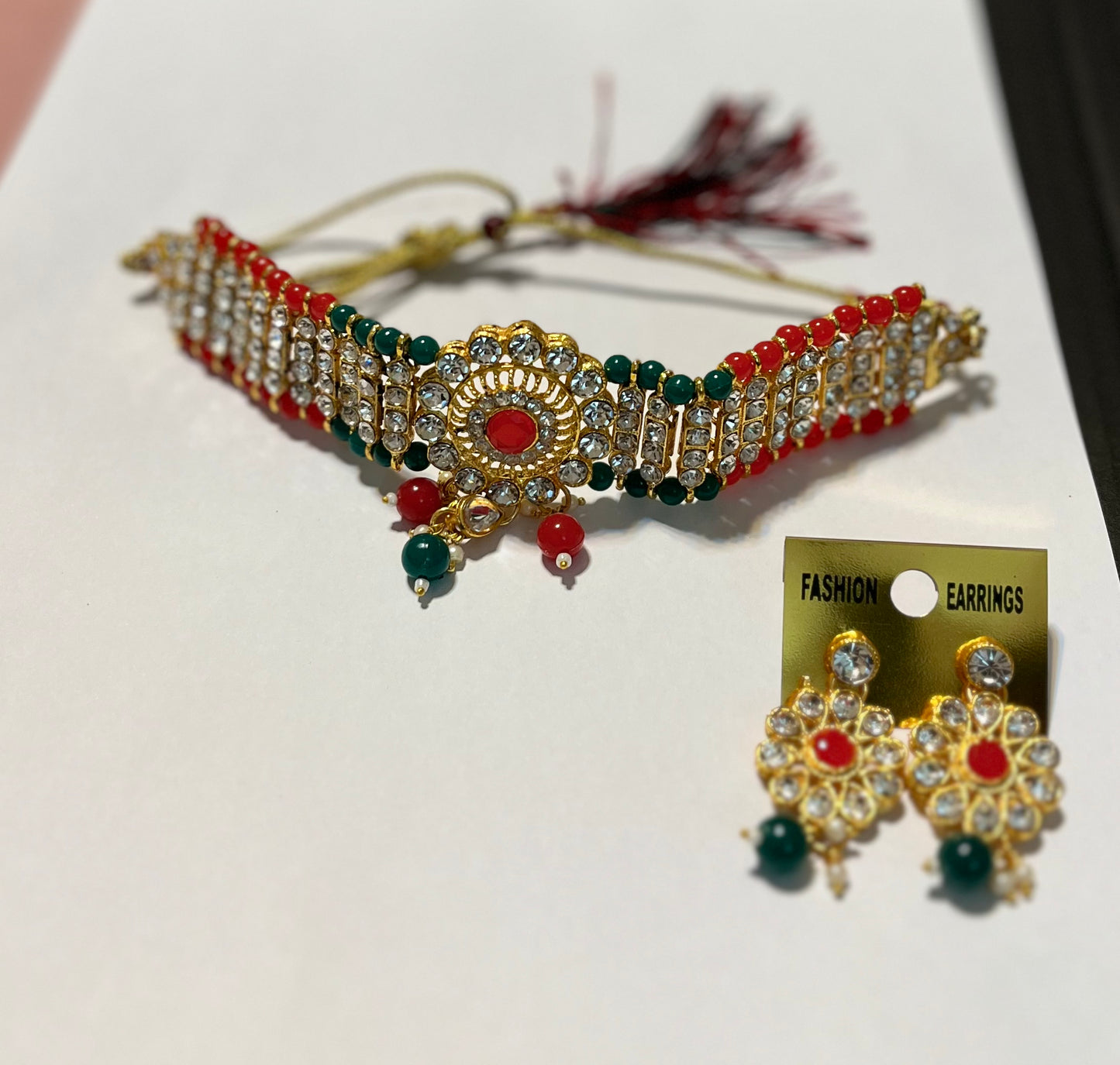 Golden Red Green Kundan Jewel Set