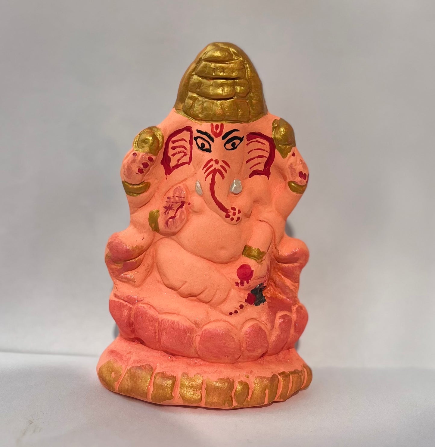 Eco-Friendly Mitti Ganesha Idol Orange (11 cm)