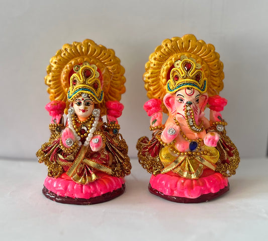 Lord Laxmi Ganesh Pair Murti Multicolour (10cm)