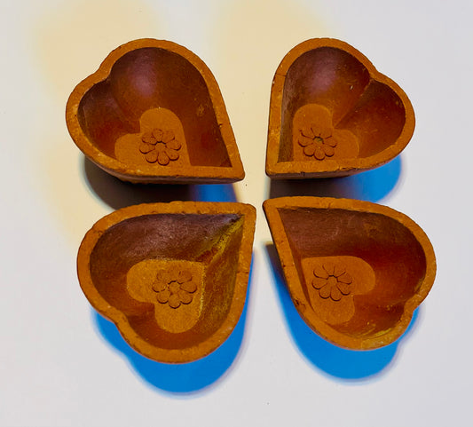 Heart Clay Diyas Medium Size Without Colour(4pcs)