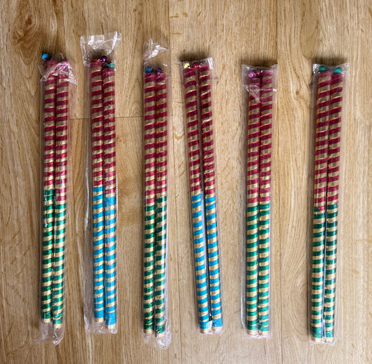 Stripe Design Dandiya Wooden Sticks (1 pair)