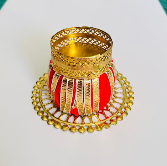 Red Plate Matki Tea light Holder(1pc)
