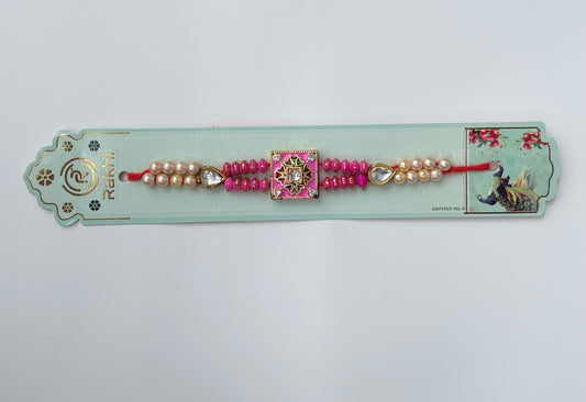 Pink Kundan Rakhi (1pc)
