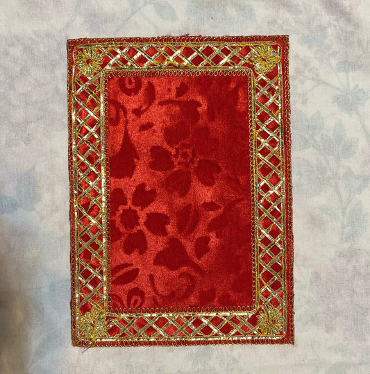 Red Velvet Zari Aasan (32x24cm)