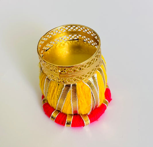 Yellow Matki Tea light Holder(1pc)
