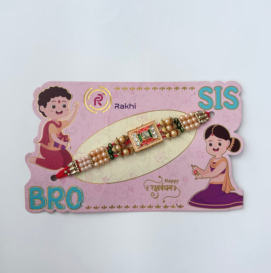 Orange Kundan Rakhi (1pc)