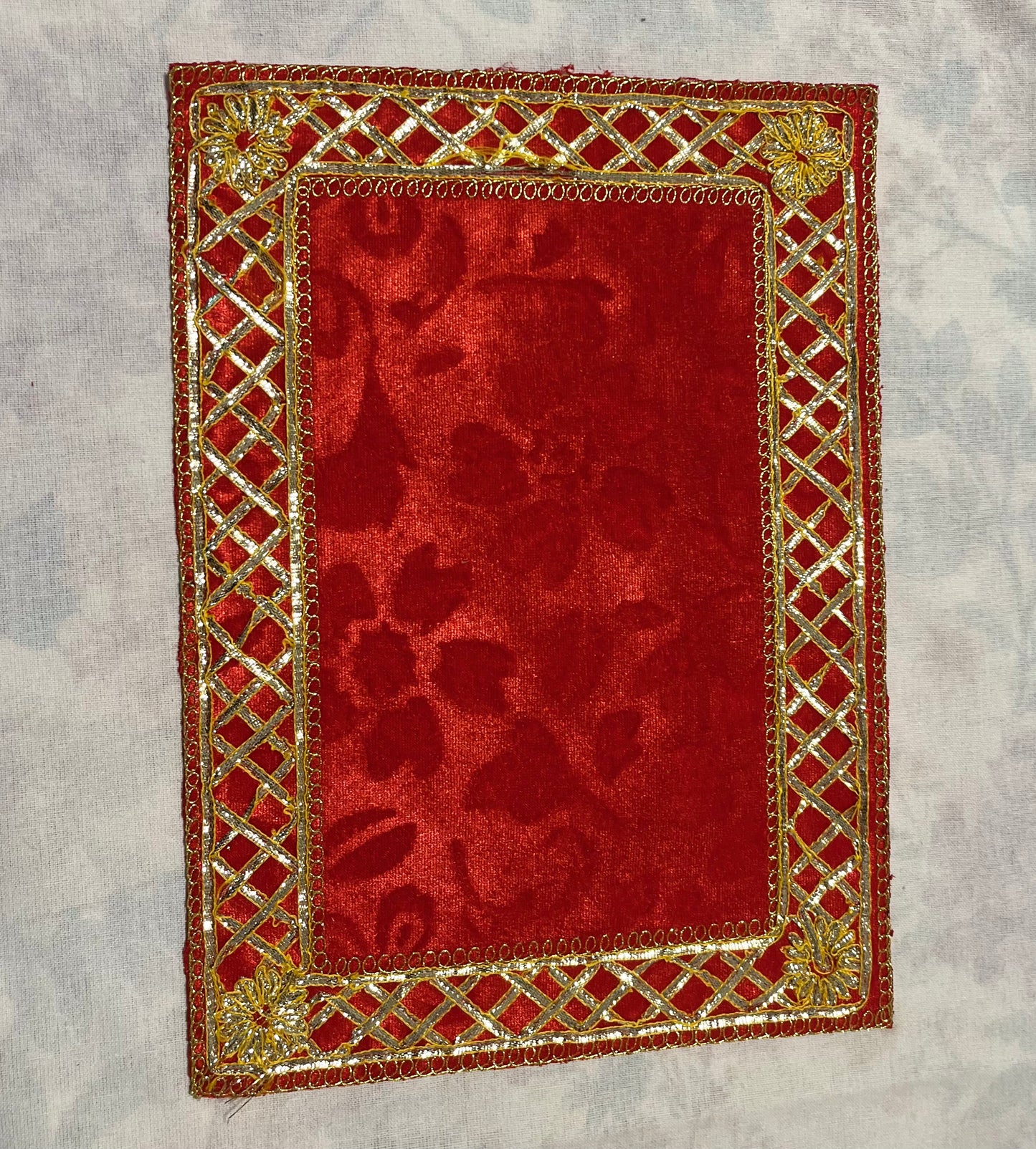 Red Velvet Zari Aasan (32x24cm)