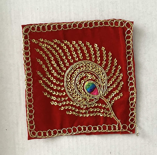 Maroon Peacock Velvet Aasan (10x10cm)