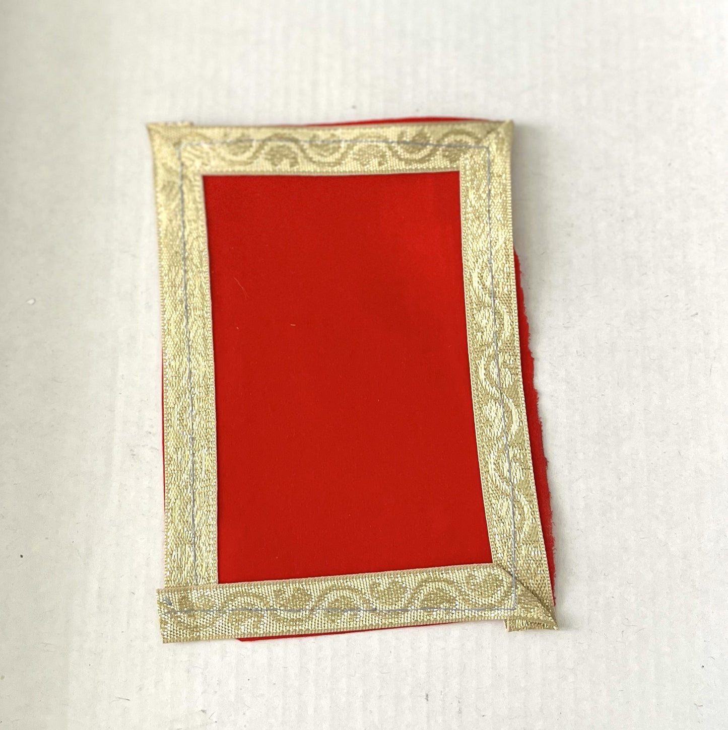 Red Velvet Plain Golden Aasan (12x8cm)