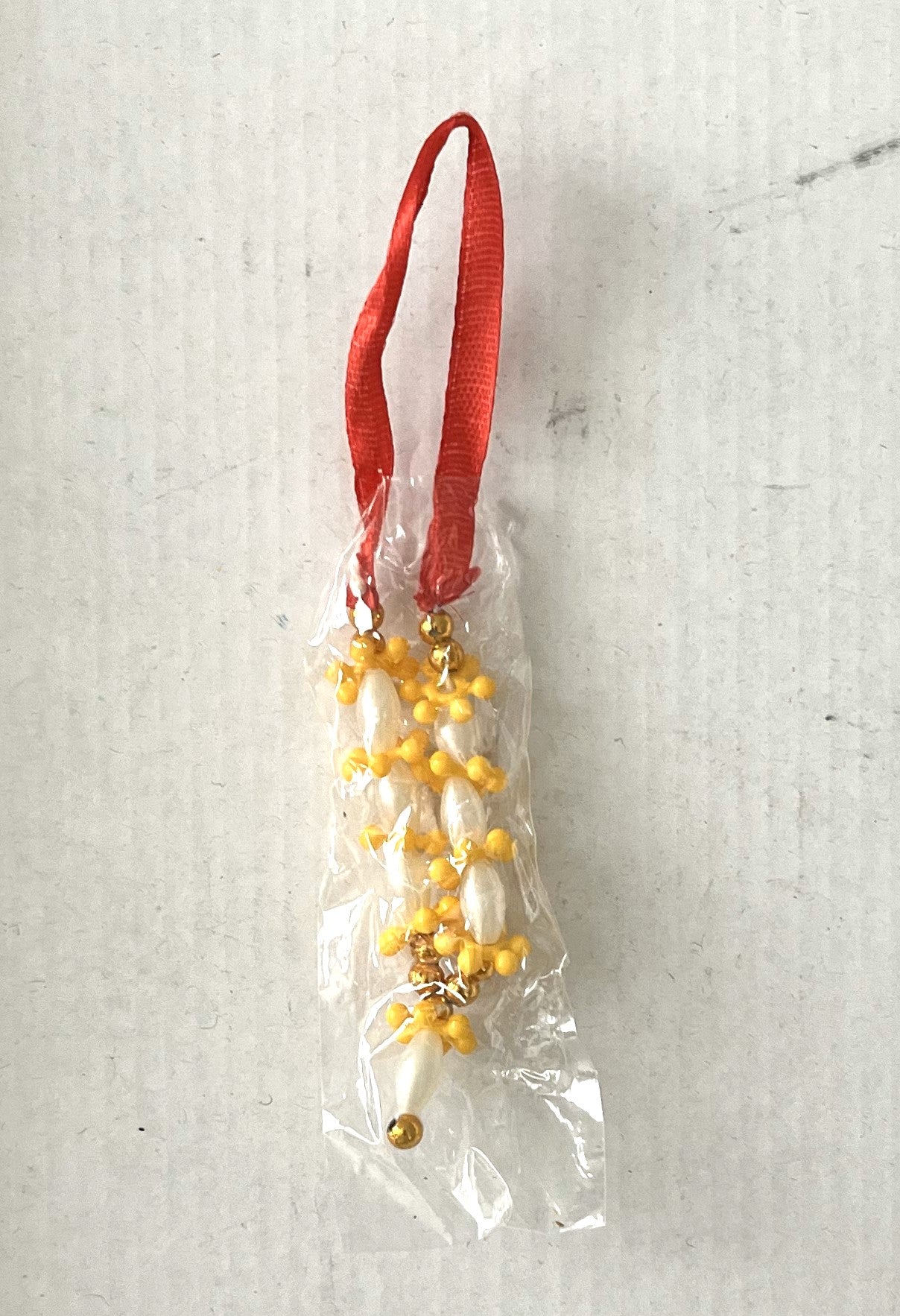 Yellow White Flower Ribbon Mala (7cm)