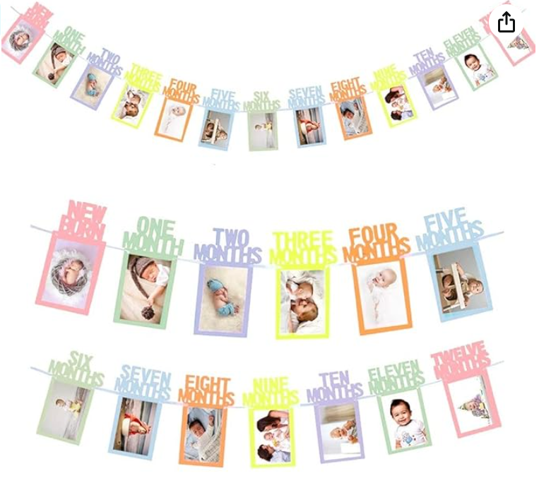 1st Birthday Baby Photo Banner Pastel Color (Multi)