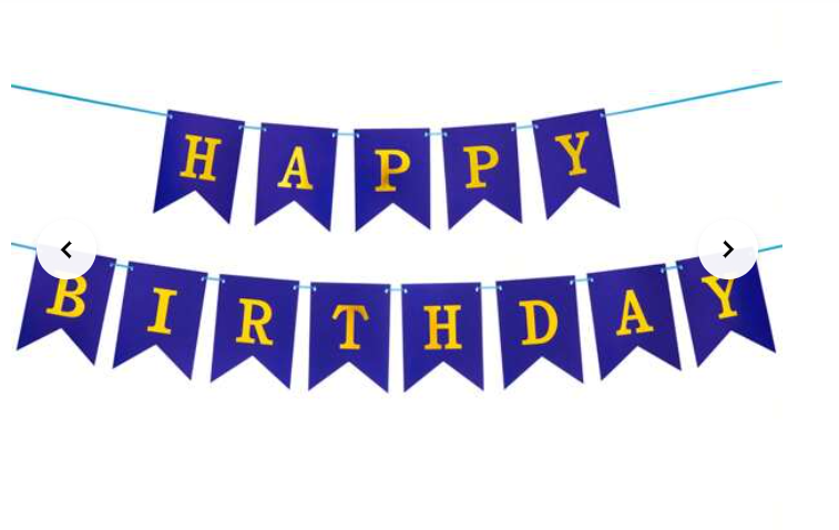 Happy Birthday Banner Gold Foiled Blue Flag