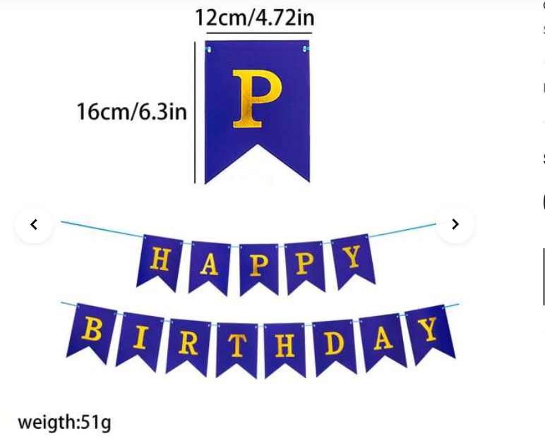 Happy Birthday Banner Gold Foiled Blue Flag