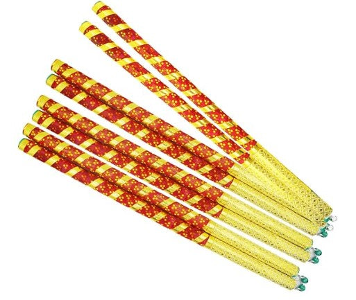 Red Golden Wooden Dandiya Stick (1 pair)