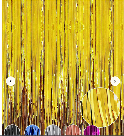 Metallic Foil Fringe Tinsel Curtain (Golden)