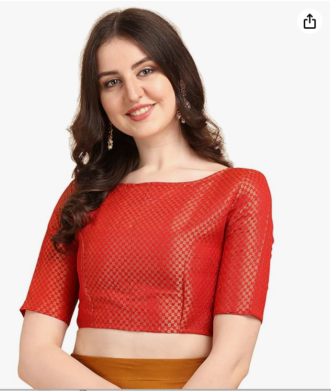 Women Art Silk Half Sleeve Blouse Red (Size L)