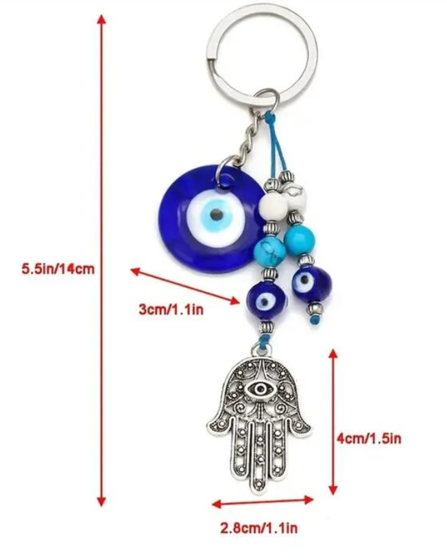 Evil Eye 3 Chain Hand Shaped Thanks Giving Keychain