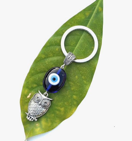 Evil Eye Owl Shaped Keychain (1pc)