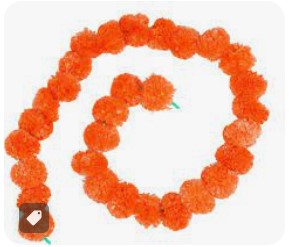 Orange Marigold Plastic Premium Flower Garland (110cm) (2pc)